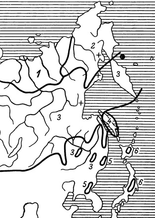 . 25.    Colias palaeno. 1 - . . arctica; 2 - C. . schippewa; 3 - .  orientalis; 4 - . . sachalinensis; 5 - . . sugitani; 6 - . . aias.  -     . . arctica    ;   -    .   . . arctica