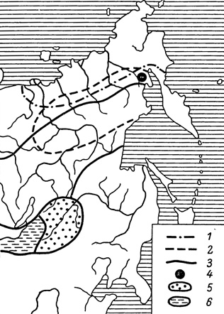 . 34.    Colias. 1 - . sulitelma orientalis  . aquilonaris; 2 - . hyperborea; 3 - . viluiensis; 4 - . sulitelma kumakovi subsp. n.; 5 - . viluiensis dahurica; 6 - C. v. tuncuna