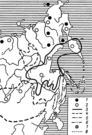 . 61.     Erebia  Boerebia parmenio   . 1 - . fasciata; 2 - . rossi; 3 - . ligea ajanensis; 4 - Boerebia parmenio; 5 - . lignea sachalinensis; 6 - . l. arsenievi; 7 - . l. horenaa; 8 - . l. rishirizana