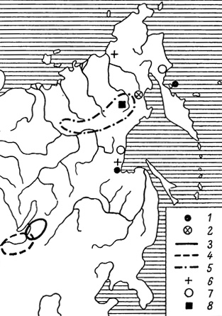 . 66.      Oeneis. 1 - . rosovi sp. n.; 2 - . alpina sp. n.; 3 - . tunga  . brunchilda; 4 - . ammon; 5 - . ammon orientalis subsp. n.; 6 - . velleda; 7 - . chione; 8 - . bruchilda ( )