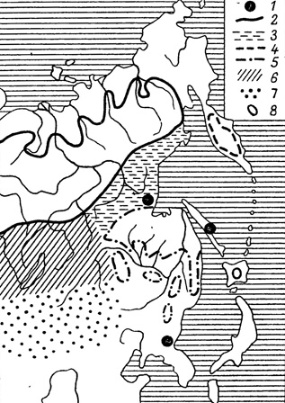 . 69.   Oeneis jutta  . mag    . 1 - . jutta sachalinensis; 2 - . j. sibirica subsp. n.; 3 - . magna magadanica subsp. n.; 4 - O. m. kamtschatica subsp. n.; 5 - O. m. magna; 6 - O. m. transbaicalica subsp. n.; 7 - . m. mongolica subsp. n.; 8 - O. daisetsuzana